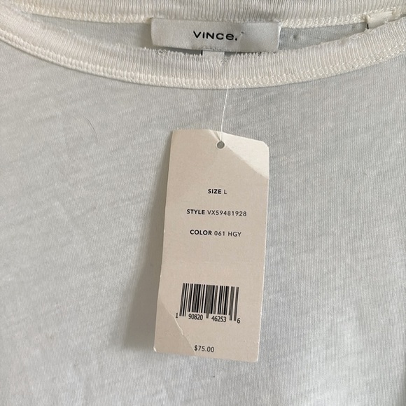 BNWT Vince Long Sleeve Linen/Cotton T-Shirt Pullover in White - size L ($75 USD) - Picture 12 of 14